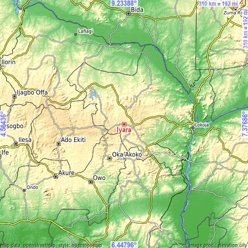 Topographic map of Iyara