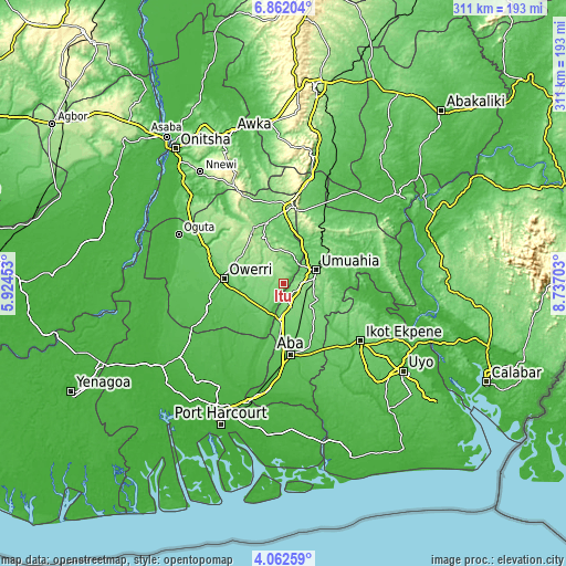 Topographic map of Itu