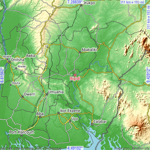 Topographic map of Itigidi