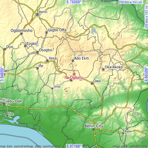 Topographic map of Ita-Ogbolu