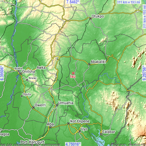 Topographic map of Isu