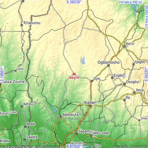 Topographic map of Iseyin