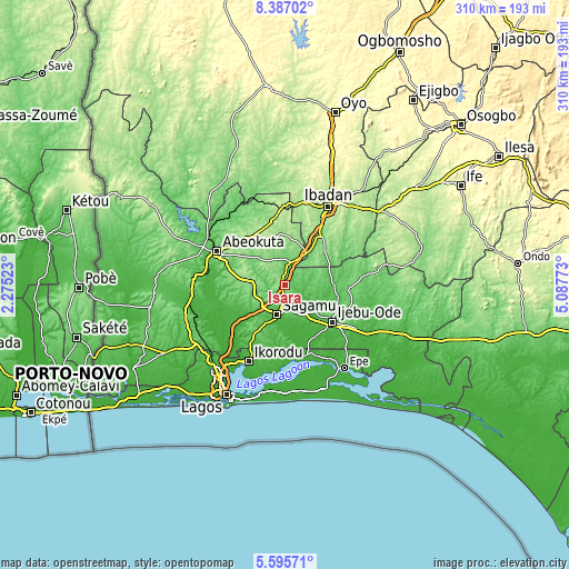 Topographic map of Isara