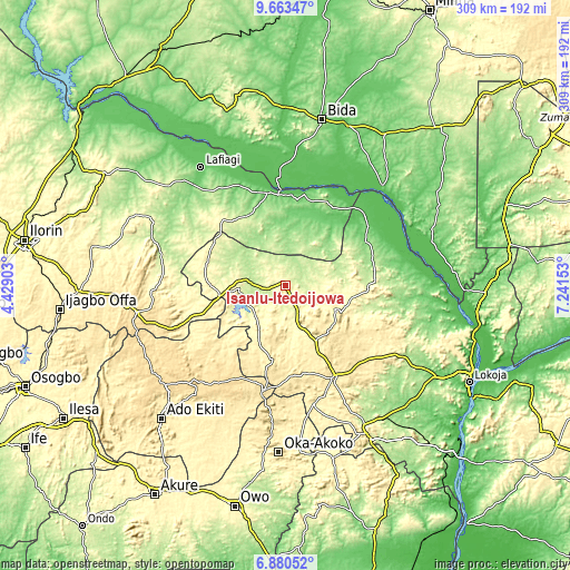 Topographic map of Isanlu-Itedoijowa