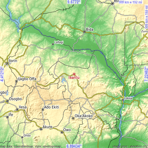 Topographic map of Isanlu
