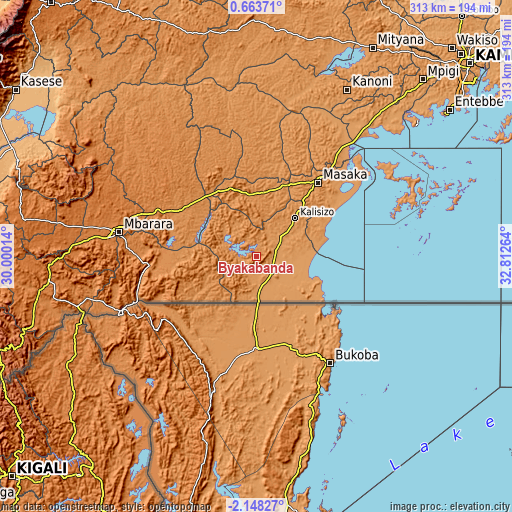 Topographic map of Byakabanda