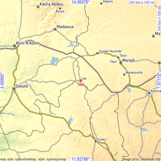 Topographic map of Isa