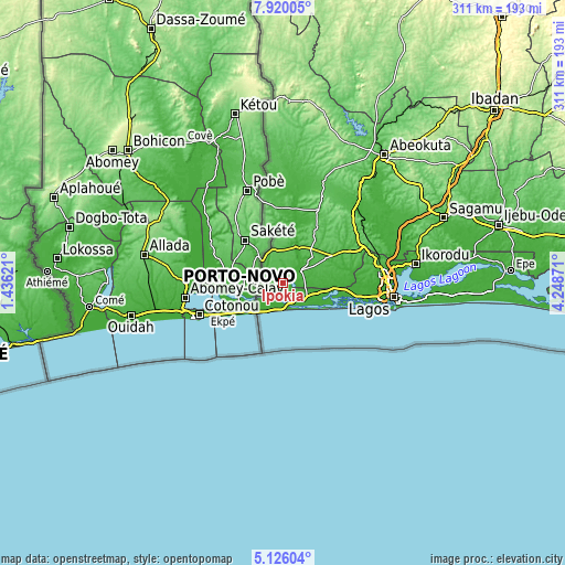 Topographic map of Ipokia