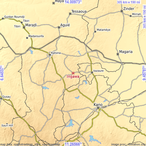 Topographic map of Ingawa