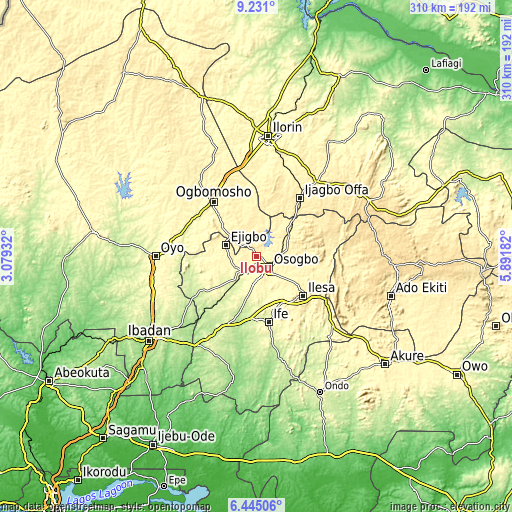 Topographic map of Ilobu