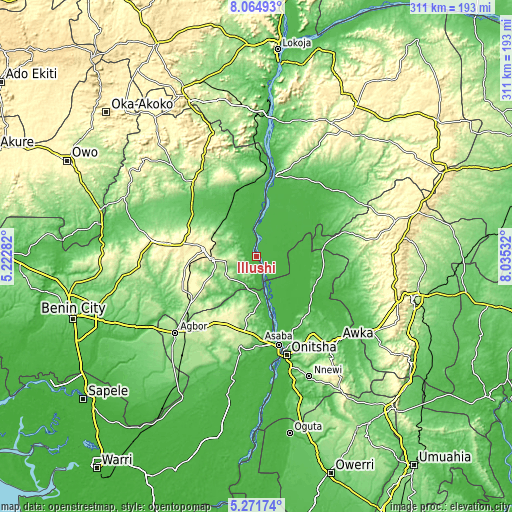 Topographic map of Illushi