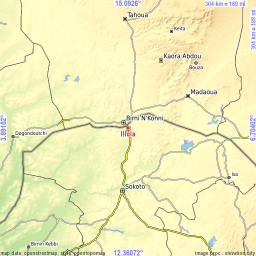 Topographic map of Illela