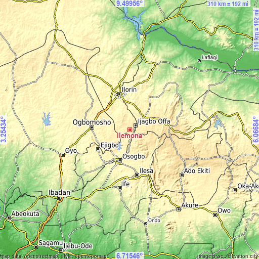 Topographic map of Ilemona