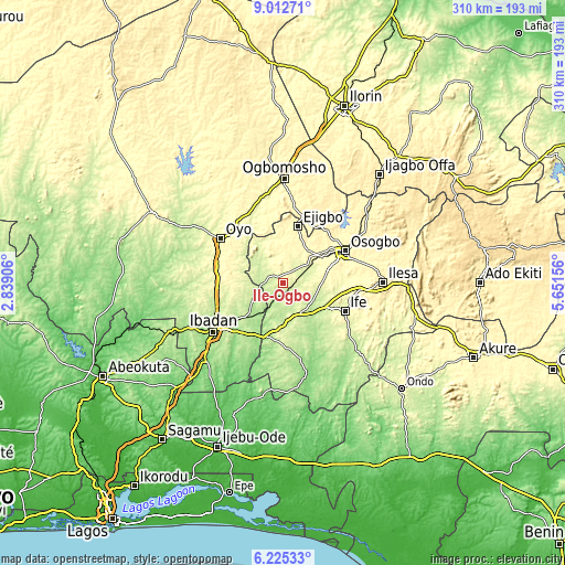 Topographic map of Ile-Ogbo