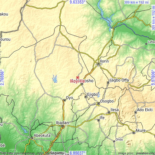 Topographic map of Ikoyi-Ile