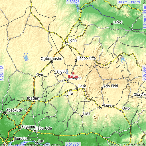 Topographic map of Ikirun
