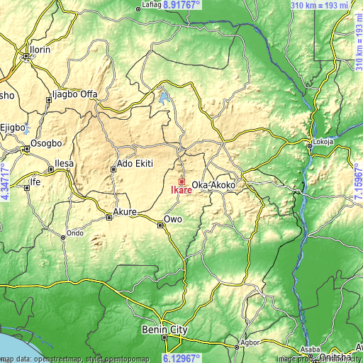 Topographic map of Ikare