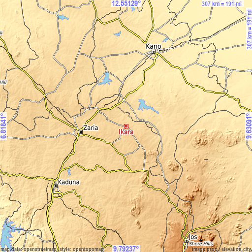 Topographic map of Ikara
