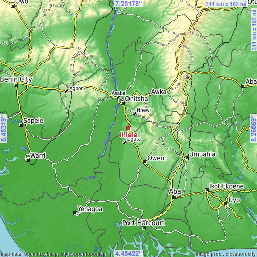 Topographic map of Ihiala
