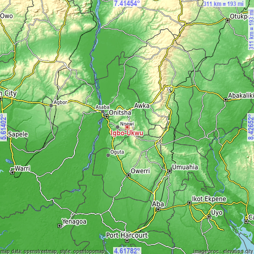 Topographic map of Igbo-Ukwu