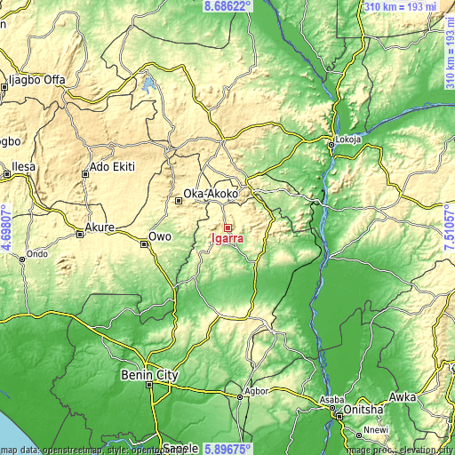 Topographic map of Igarra
