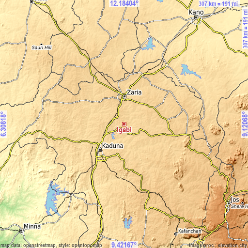 Topographic map of Igabi
