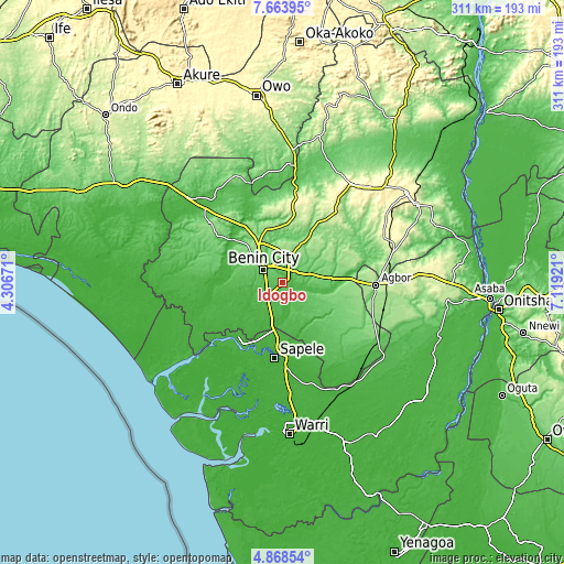 Topographic map of Idogbo