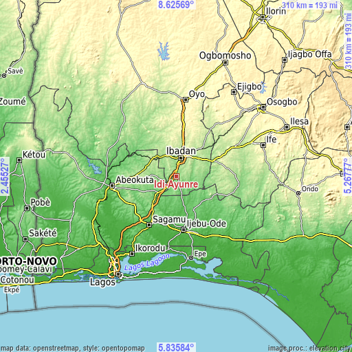 Topographic map of Idi-Ayunre