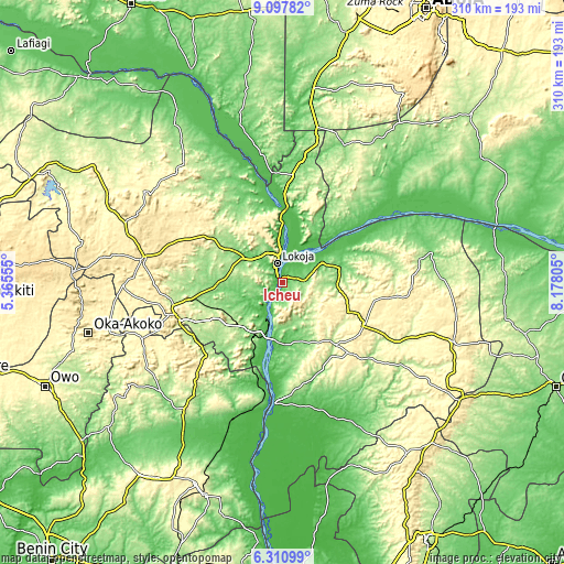 Topographic map of Icheu