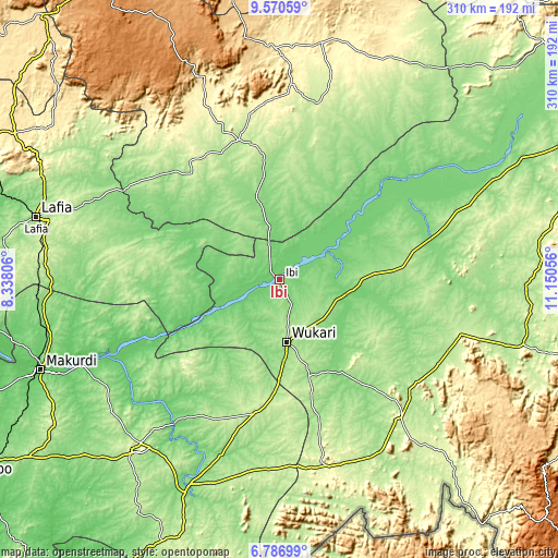 Topographic map of Ibi