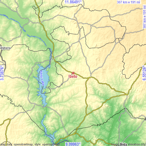 Topographic map of Ibeto