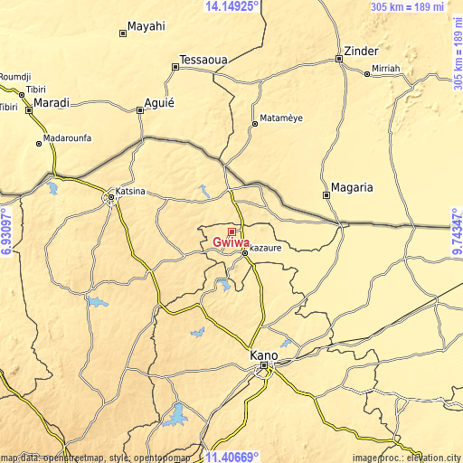 Topographic map of Gwiwa