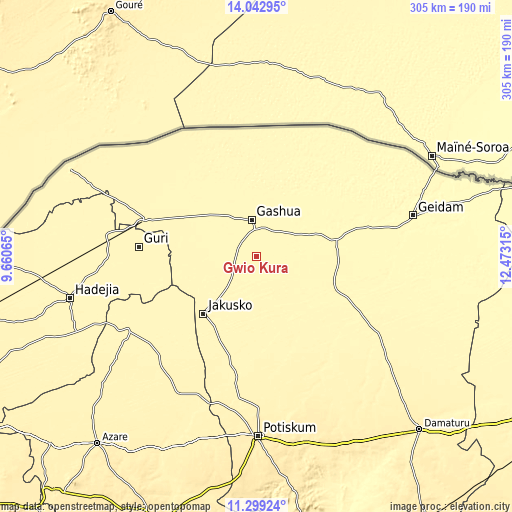 Topographic map of Gwio Kura