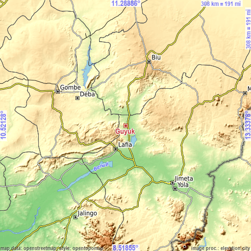 Topographic map of Guyuk