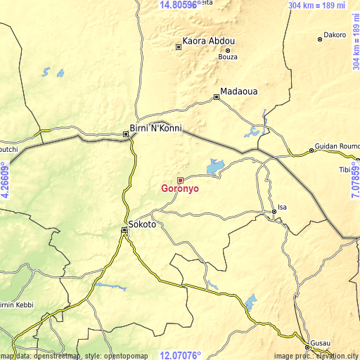 Topographic map of Goronyo