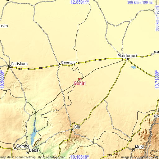 Topographic map of Goniri