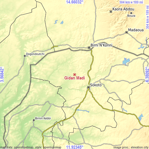 Topographic map of Gidan Madi