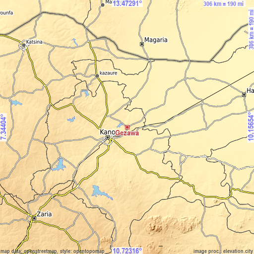 Topographic map of Gezawa