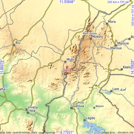 Topographic map of Gella