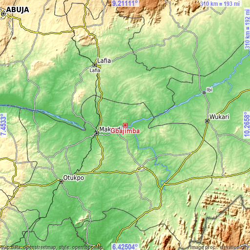 Topographic map of Gbajimba