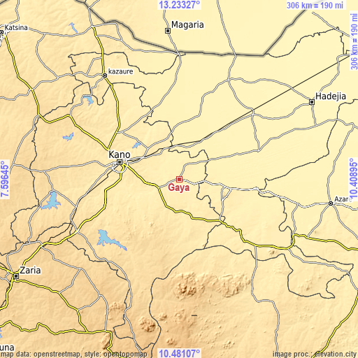 Topographic map of Gaya