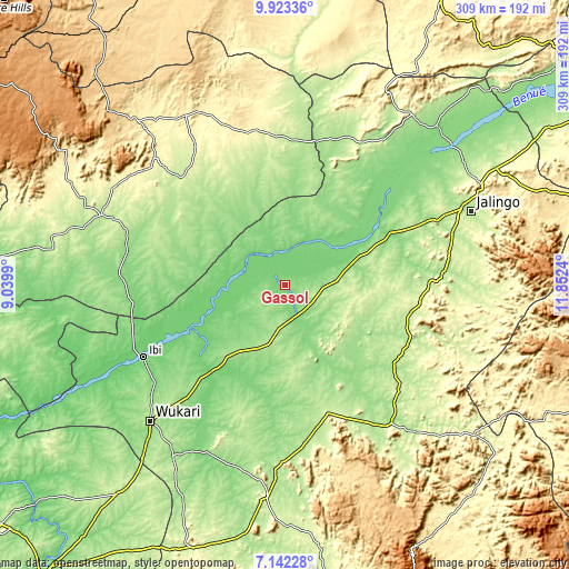 Topographic map of Gassol