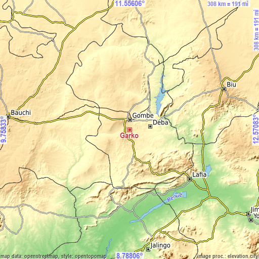 Topographic map of Garko