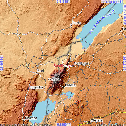 Topographic map of Bundibugyo
