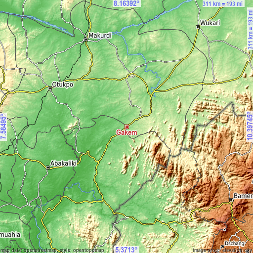 Topographic map of Gakem