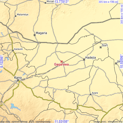 Topographic map of Gagarawa