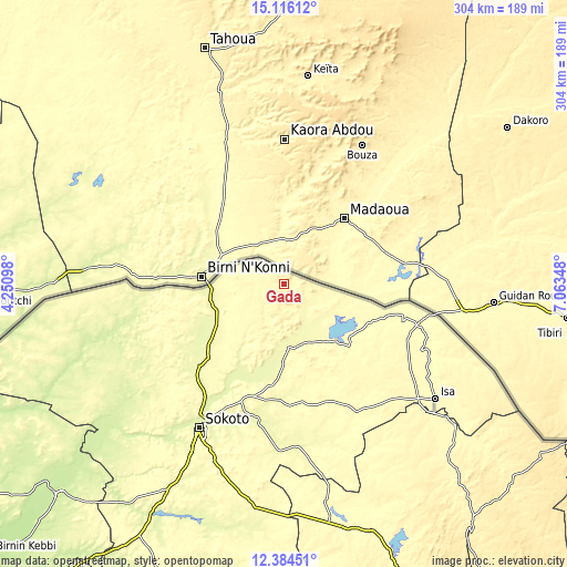 Topographic map of Gada