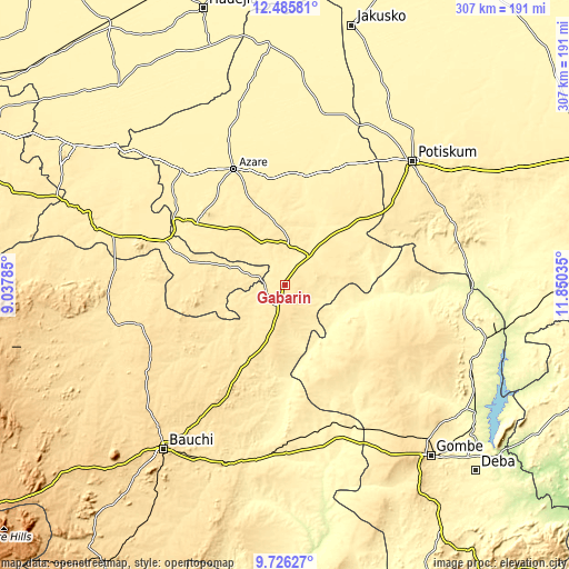 Topographic map of Gabarin