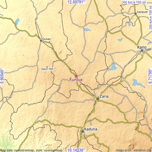 Topographic map of Funtua