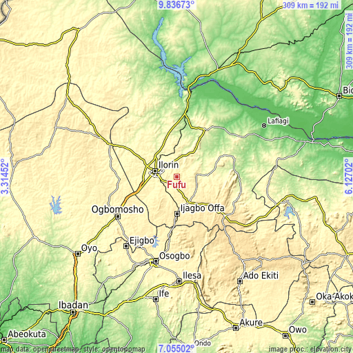 Topographic map of Fufu